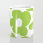 Large Summer Green Retro Flowers White Background Fresh Mood #decor #society6 #buyart Coffee Mug Gallery Image 4