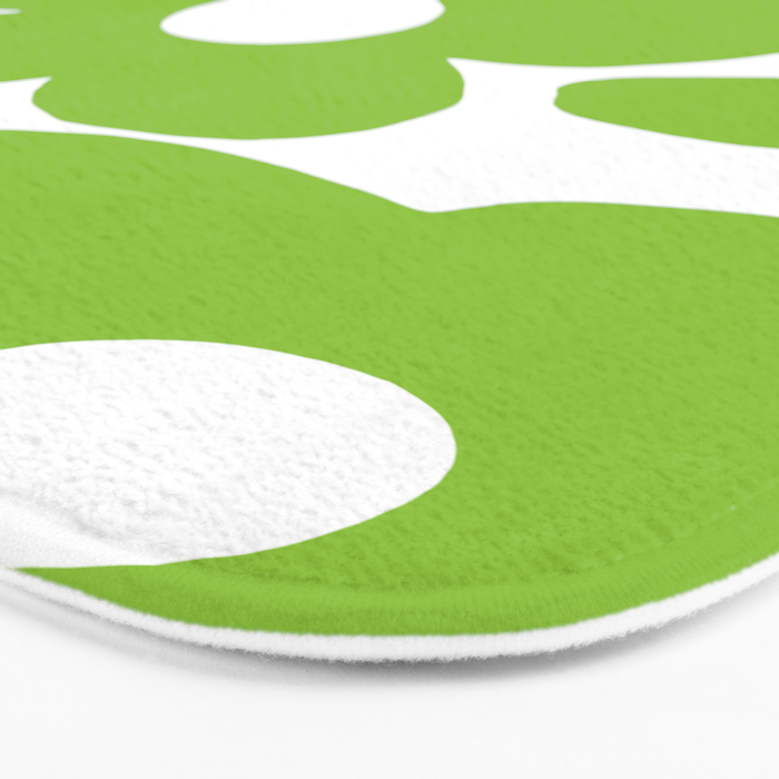 Large Summer Green Retro Flowers White Background Fresh Mood #decor #society6 #buyart Bath Mat Gallery Image 3