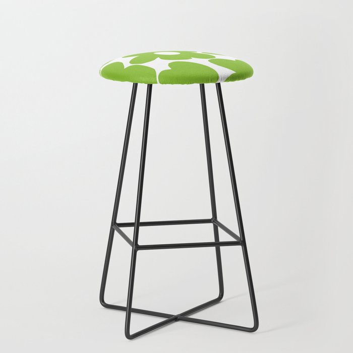Large Summer Green Retro Flowers White Background Fresh Mood #decor #society6 #buyart Stool Gallery Image 1