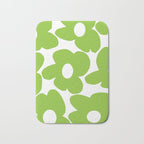 Large Summer Green Retro Flowers White Background Fresh Mood #decor #society6 #buyart Bath Mat Gallery Image 1