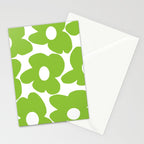 Large Summer Green Retro Flowers White Background Fresh Mood #decor #society6 #buyart Stationery Card Gallery Image 2