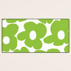 Large Summer Green Retro Flowers White Background Fresh Mood #decor #society6 #buyart Desk Mat Gallery Image 3