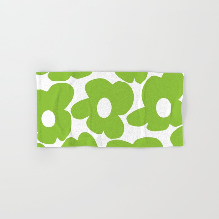 Large Summer Green Retro Flowers White Background Fresh Mood #decor #society6 #buyart Bath Towel Gallery Image 1