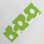 Large Summer Green Retro Flowers White Background Fresh Mood #decor #society6 #buyart Yoga Mat Gallery Image 1