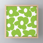 Large Summer Green Retro Flowers White Background Fresh Mood #decor #society6 #buyart Mini Art Print Gallery Image 1