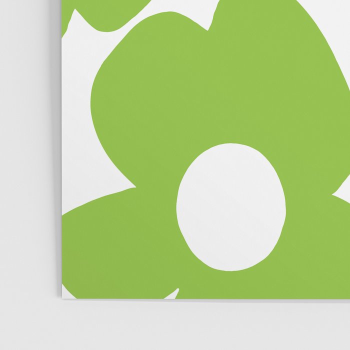 Large Summer Green Retro Flowers White Background Fresh Mood #decor #society6 #buyart Poster Gallery Image 3
