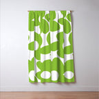 Large Summer Green Retro Flowers White Background Fresh Mood #decor #society6 #buyart Window Curtain Gallery Image 3