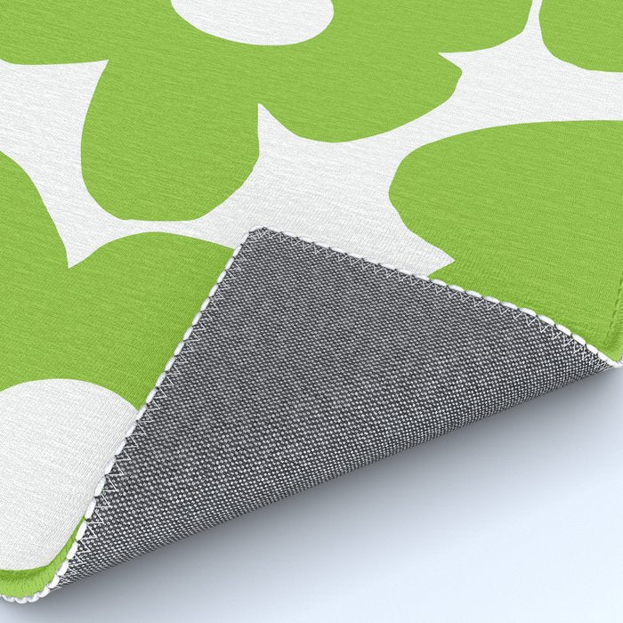 Large Summer Green Retro Flowers White Background Fresh Mood #decor #society6 #buyart Rug Gallery Image 4