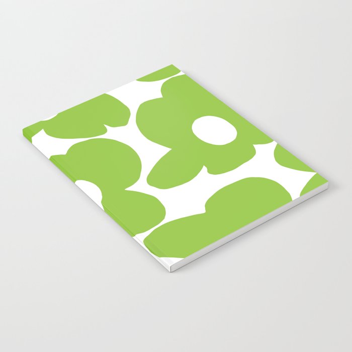 Large Summer Green Retro Flowers White Background Fresh Mood #decor #society6 #buyart Notebook Gallery Image 2
