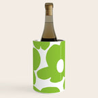 Large Summer Green Retro Flowers White Background Fresh Mood #decor #society6 #buyart Wine Chiller Gallery Image 3