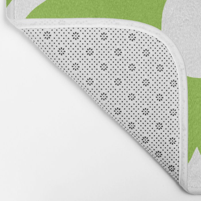 Large Summer Green Retro Flowers White Background Fresh Mood #decor #society6 #buyart Bath Mat Gallery Image 2