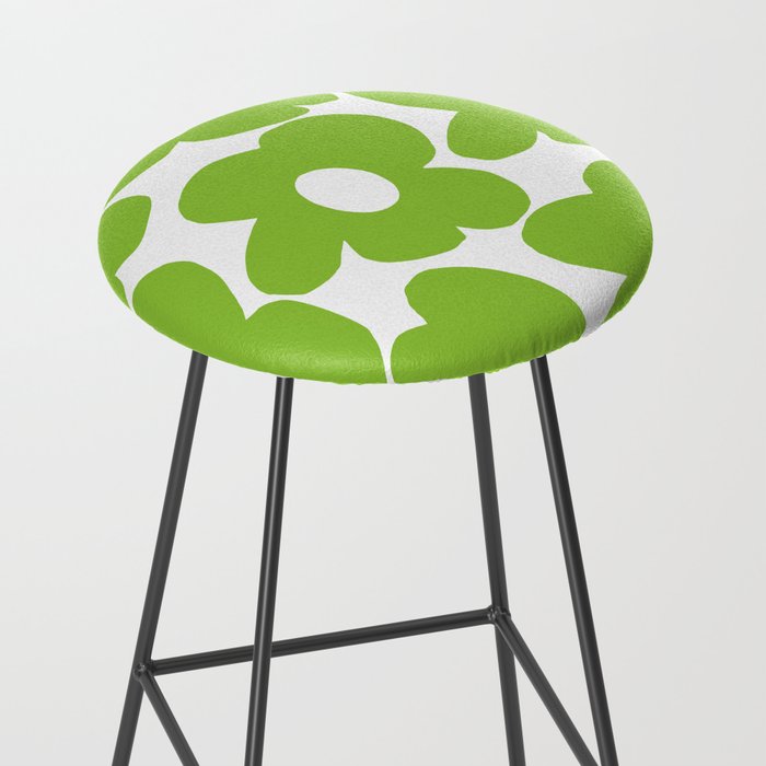 Large Summer Green Retro Flowers White Background Fresh Mood #decor #society6 #buyart Stool Gallery Image 2
