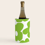 Large Summer Green Retro Flowers White Background Fresh Mood #decor #society6 #buyart Wine Chiller Gallery Image 2