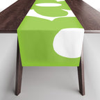 Large Summer Green Retro Flowers White Background Fresh Mood #decor #society6 #buyart Table Runner Gallery Image 1