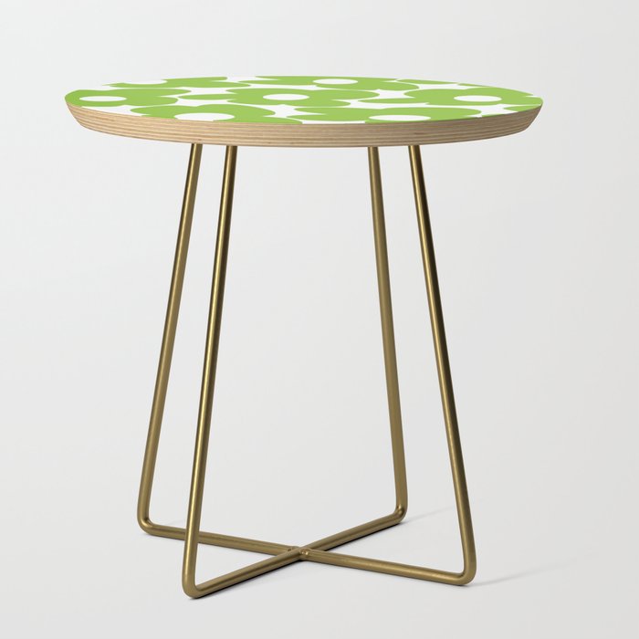 Large Summer Green Retro Flowers White Background Fresh Mood #decor #society6 #buyart Side Table Gallery Image 1