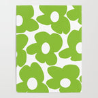 Large Summer Green Retro Flowers White Background Fresh Mood #decor #society6 #buyart Poster Gallery Image 4