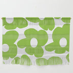 Large Summer Green Retro Flowers White Background Fresh Mood #decor #society6 #buyart Wall Hanging Gallery Image 1