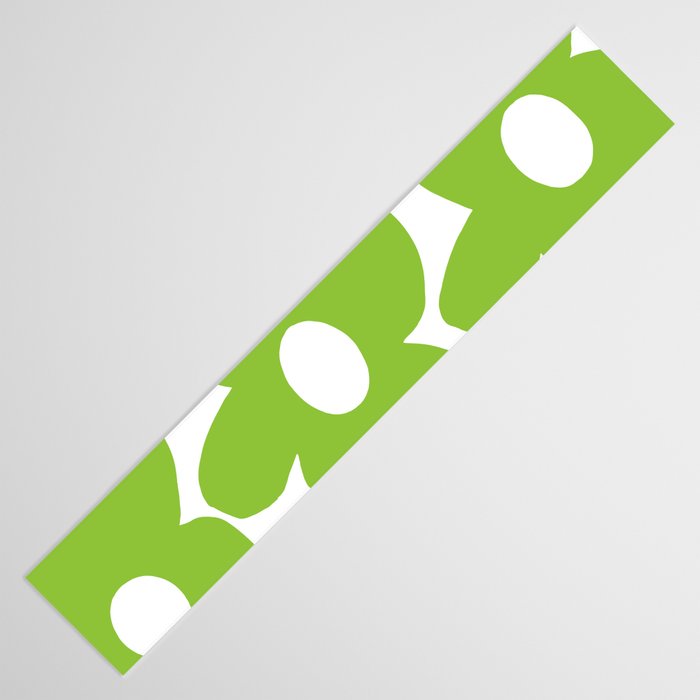 Large Summer Green Retro Flowers White Background Fresh Mood #decor #society6 #buyart Table Runner Gallery Image 3