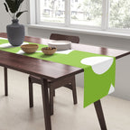 Large Summer Green Retro Flowers White Background Fresh Mood #decor #society6 #buyart Table Runner Gallery Image 2