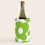 Large Summer Green Retro Flowers White Background Fresh Mood #decor #society6 #buyart Wine Chiller Gallery Image 1