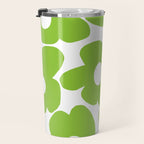 Large Summer Green Retro Flowers White Background Fresh Mood #decor #society6 #buyart Travel Mug Gallery Image 3