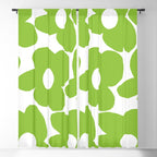Large Summer Green Retro Flowers White Background Fresh Mood #decor #society6 #buyart Window Curtain Gallery Image 5