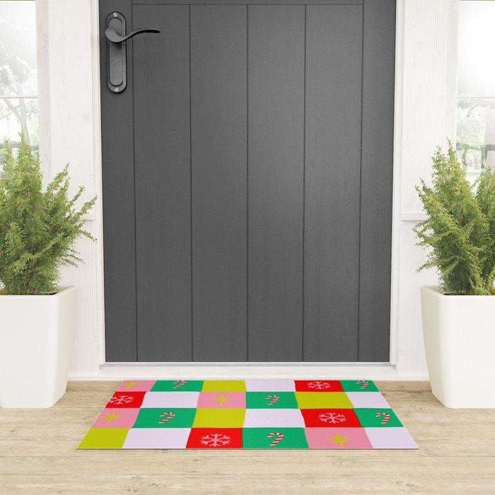 Jolly Checkerboard Welcome Mat Gallery Image 3
