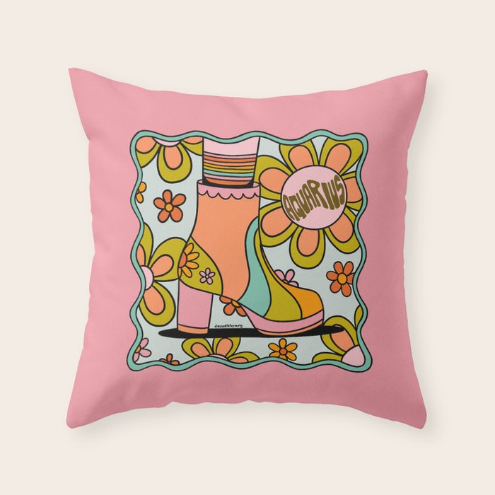 Aquarius Groovy Boot Throw Pillow Gallery Image 1