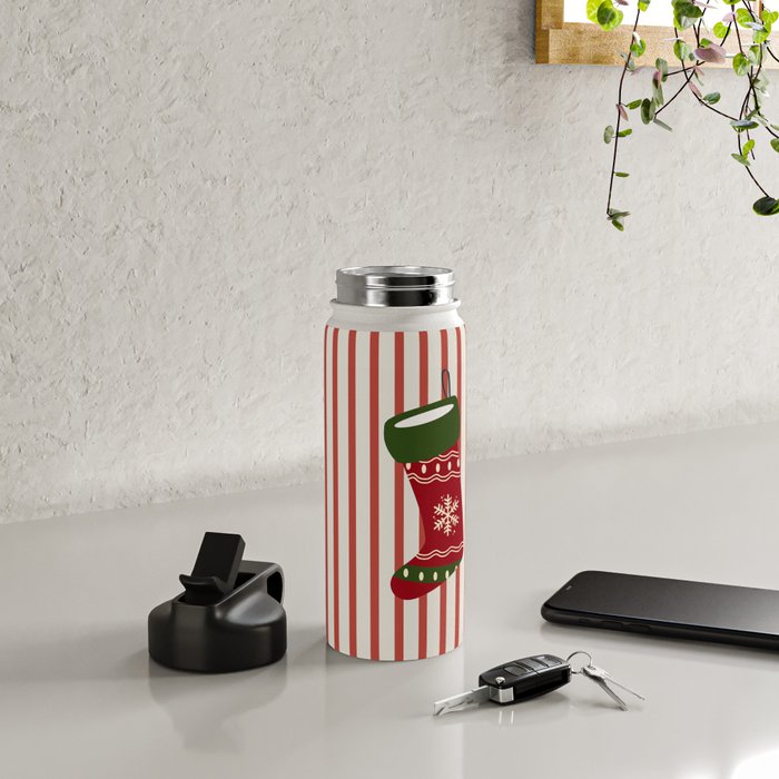 Christmas Stocking Red Water Bottle Gallery Image 4