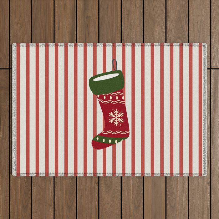 Christmas Stocking Red Outdoor Rug Gallery Image 1
