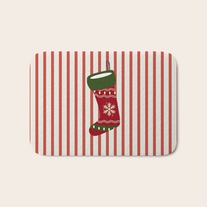 Christmas Stocking Red Bath Mat Gallery Image 1
