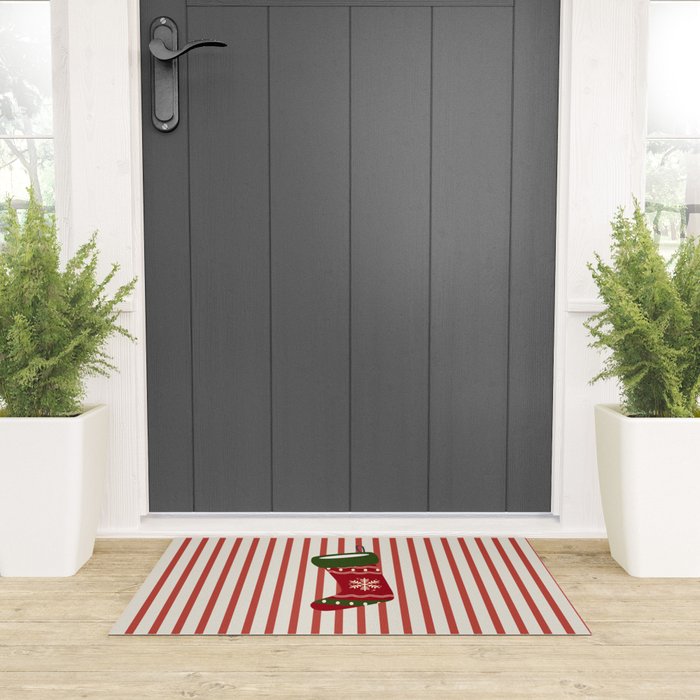 Christmas Stocking Red Welcome Mat Gallery Image 3