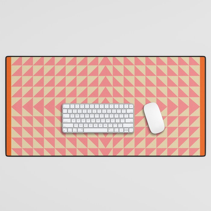 Bold Triangle Pattern in Pink and Orange Desk Mat Gallery Image 1