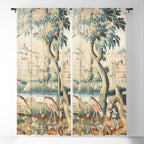 Antique 18th Century French Chateau Bird Garden Verdure Tapestry Window Curtain Gallery Image 5