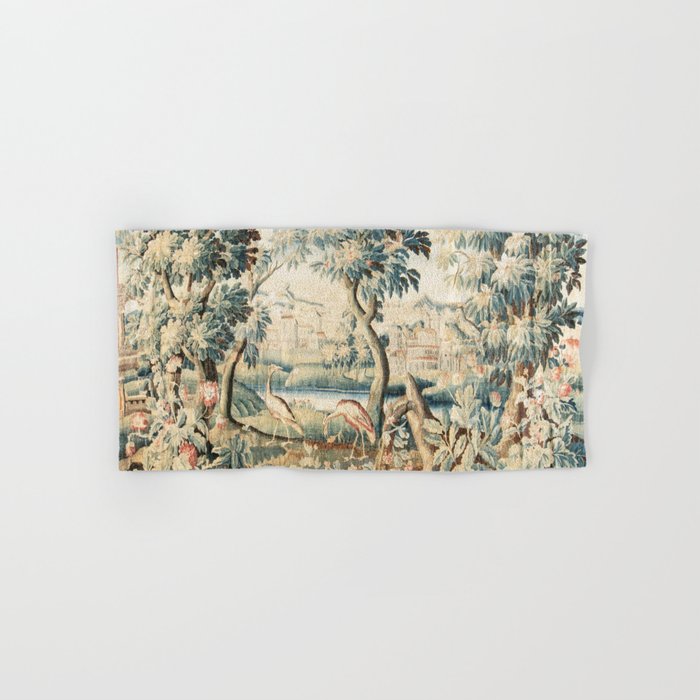 Antique 18th Century French Chateau Bird Garden Verdure Tapestry Bath Towel Gallery Image 1