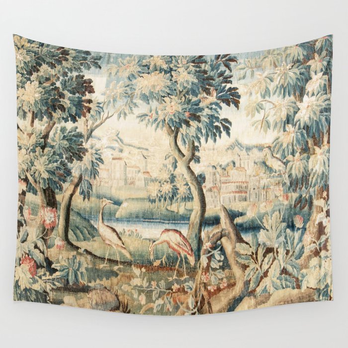 Antique 18th Century French Chateau Bird Garden Verdure Tapestry Wall Tapestry Gallery Image 4