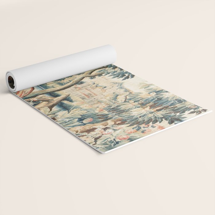 Antique 18th Century French Chateau Bird Garden Verdure Tapestry Yoga Mat Gallery Image 2