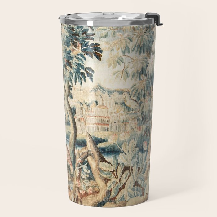 Antique 18th Century French Chateau Bird Garden Verdure Tapestry Travel Mug Gallery Image 2
