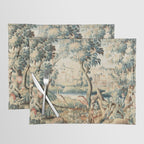 Antique 18th Century French Chateau Bird Garden Verdure Tapestry Placemat Gallery Image 1