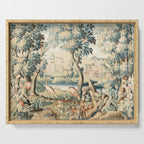 Antique 18th Century French Chateau Bird Garden Verdure Tapestry Serving Tray Gallery Image 1