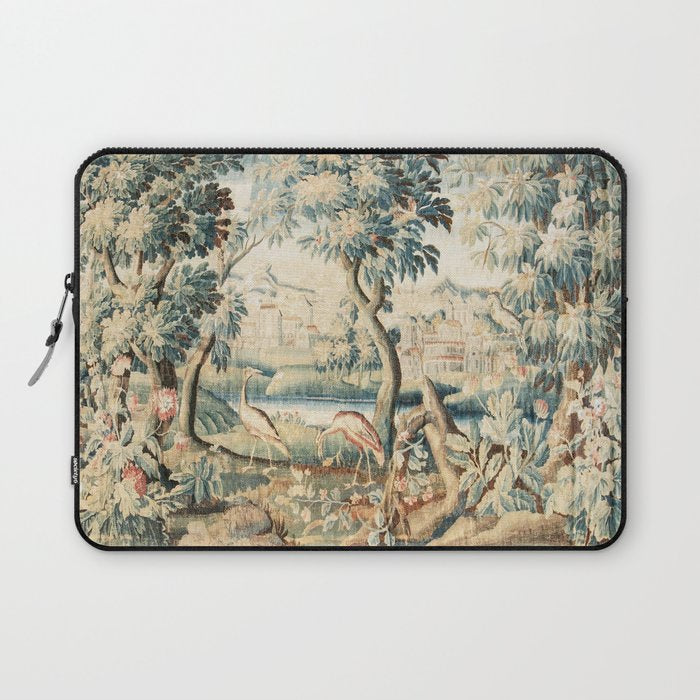 Antique 18th Century French Chateau Bird Garden Verdure Tapestry Laptop Sleeve Gallery Image 1