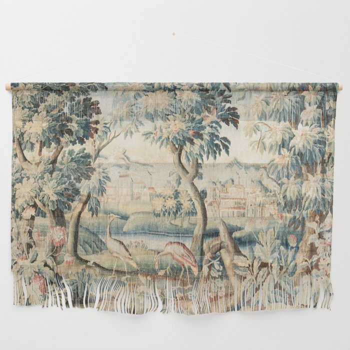 Antique 18th Century French Chateau Bird Garden Verdure Tapestry Wall Hanging Gallery Image 1