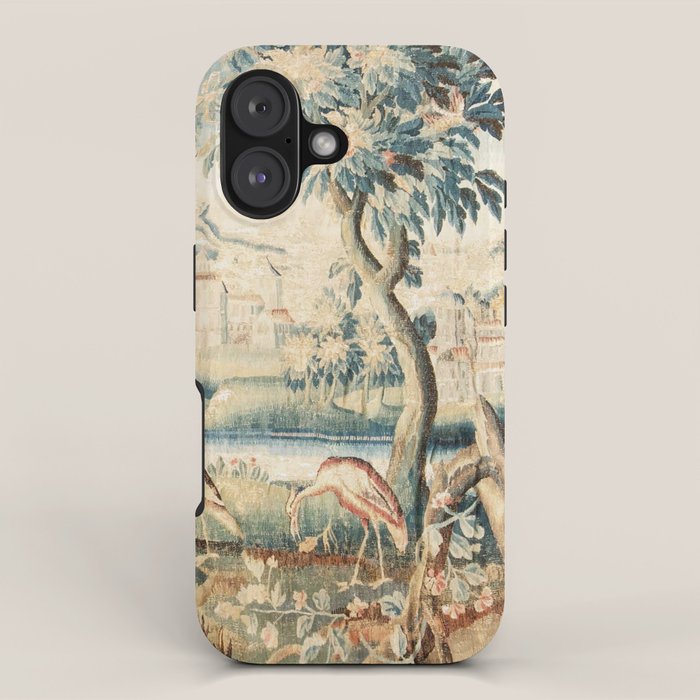 Antique 18th Century French Chateau Bird Garden Verdure Tapestry iPhone Case Gallery Image 1