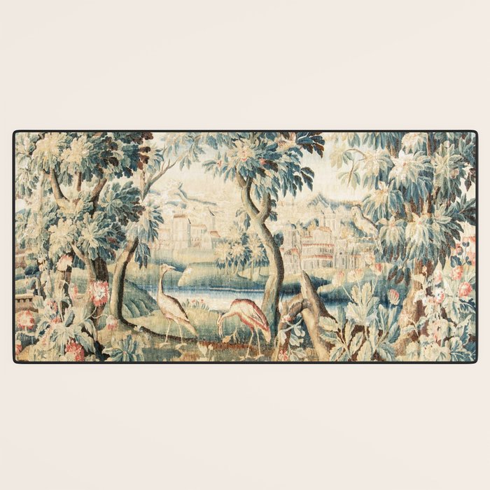 Antique 18th Century French Chateau Bird Garden Verdure Tapestry Desk Mat Gallery Image 3