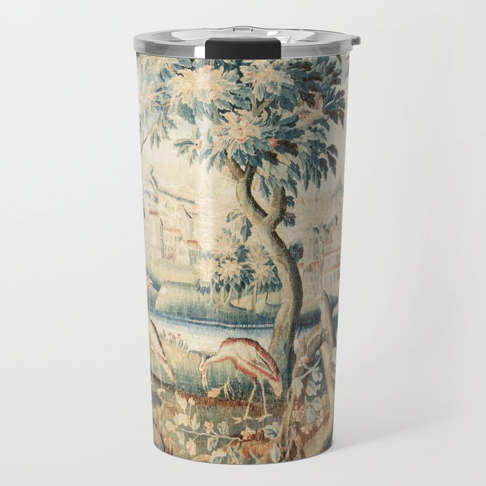Antique 18th Century French Chateau Bird Garden Verdure Tapestry Travel Mug Gallery Image 1