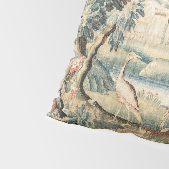 Antique 18th Century French Chateau Bird Garden Verdure Tapestry Pillow Sham Gallery Image 4