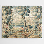 Antique 18th Century French Chateau Bird Garden Verdure Tapestry Jigsaw Puzzle Gallery Image 1
