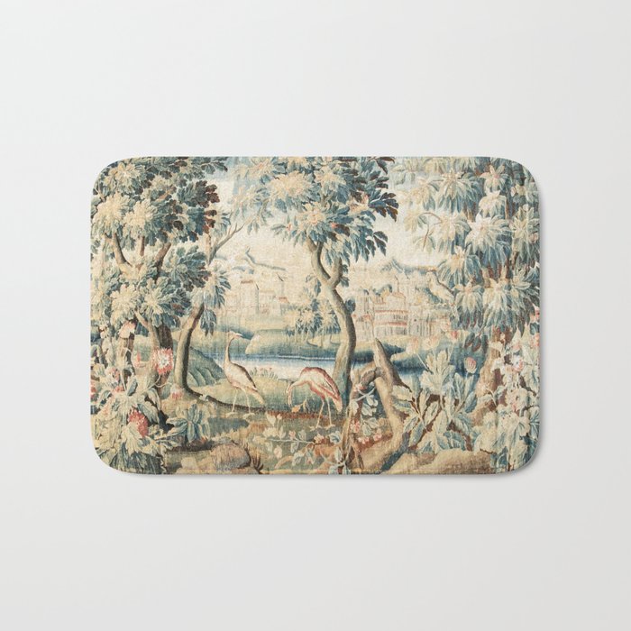 Antique 18th Century French Chateau Bird Garden Verdure Tapestry Bath Mat Gallery Image 1