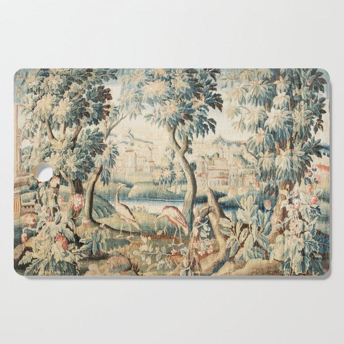 Antique 18th Century French Chateau Bird Garden Verdure Tapestry Cutting Board Gallery Image 1