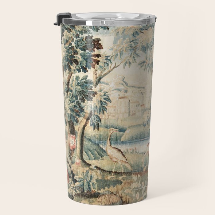 Antique 18th Century French Chateau Bird Garden Verdure Tapestry Travel Mug Gallery Image 3